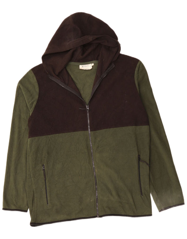 Mountain Warehouse Herren-Fleecejacke mit Kapuze, UK 44 2XL, Khaki, Farbblock