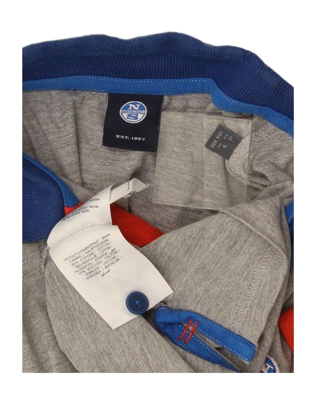 North Sails Herren-Poloshirt XS, graue Colourblock-Baumwolle