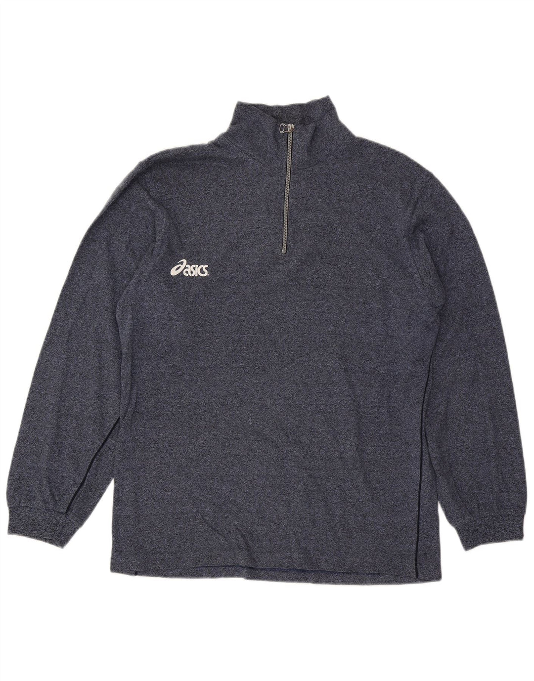 Asics Herren-Sweatshirt mit grafischem Reißverschluss und Rundhalsausschnitt, groß, marineblau meliert