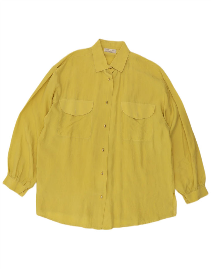 Vintage Damen Hemd IT 48 XL Gelbe Seide