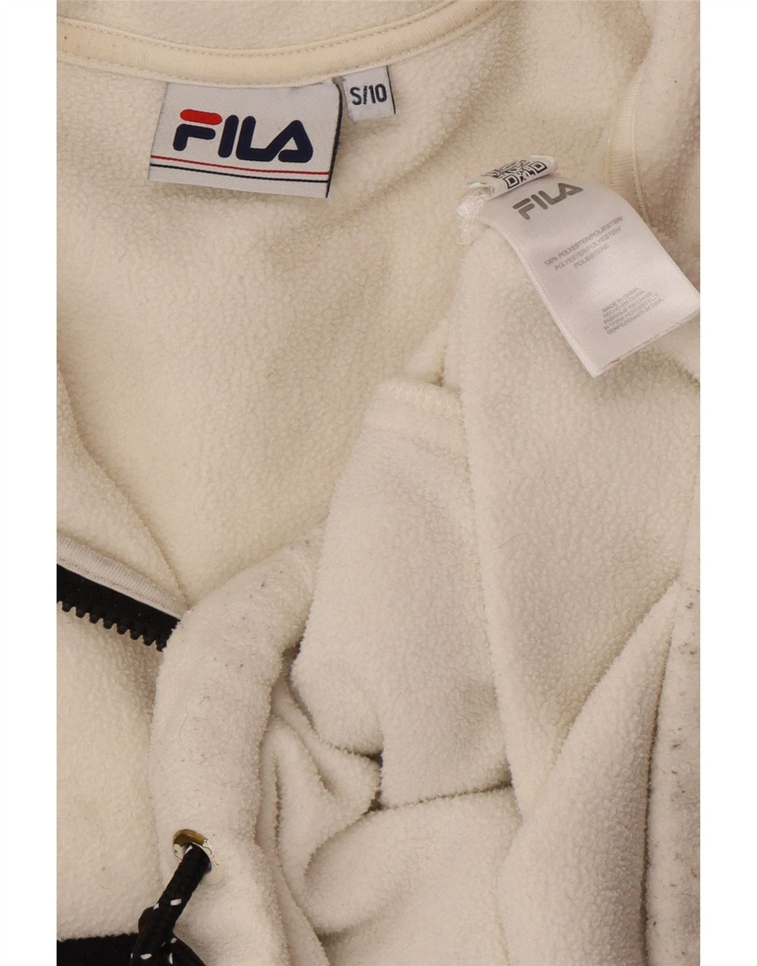 FILA Damen-Fleecepullover in Übergröße mit Grafik, UK 10, Größe S, Weiß, Farbblock