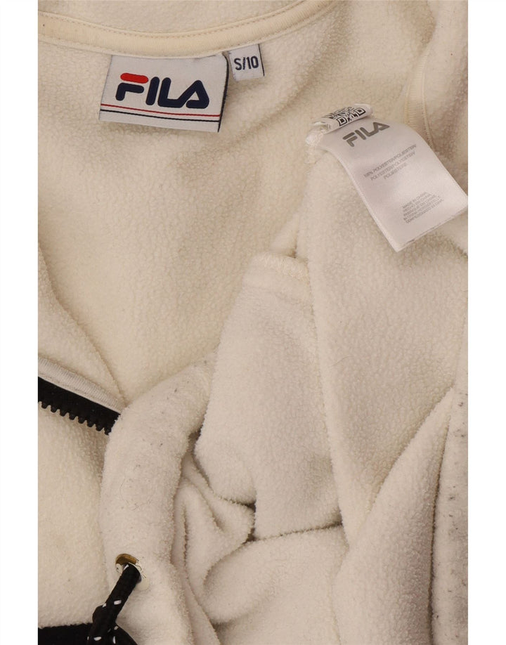 FILA Damen-Fleecepullover in Übergröße mit Grafik, UK 10, Größe S, Weiß, Farbblock