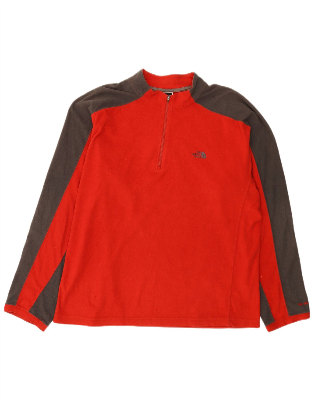 The North Face Herren-Fleecepullover mit Reißverschluss am Hals, großes rotes Farbblock-Polyester