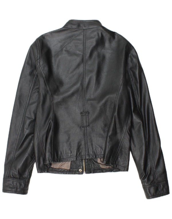 SANDRO FERRONE Damen Lederjacke UK 14 Großes schwarzes Leder