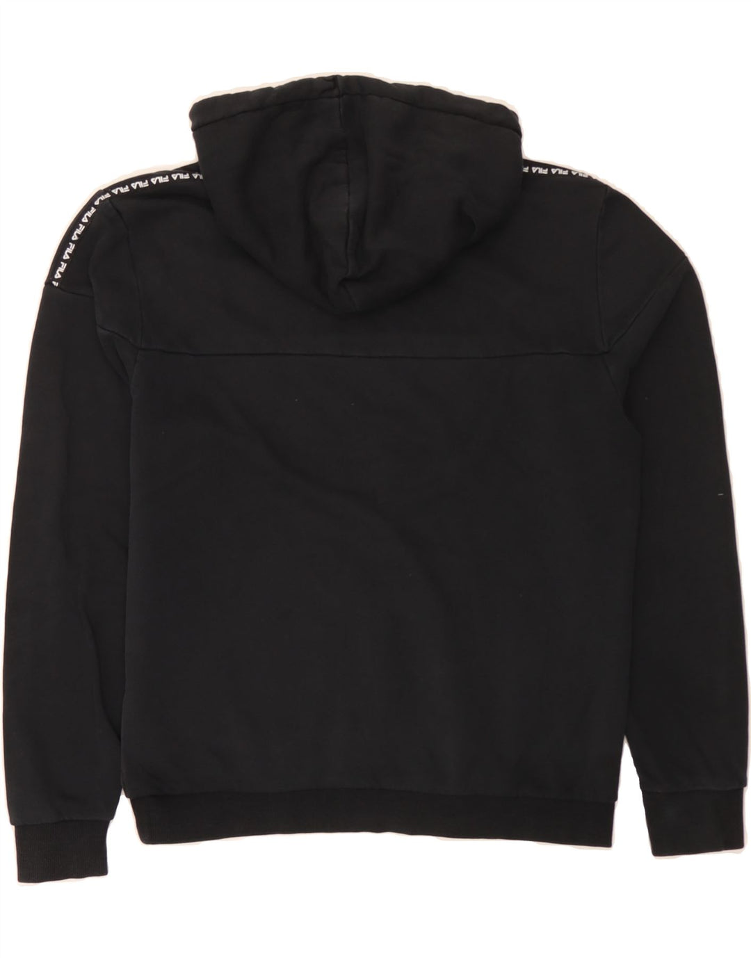 FILA Mens Graphic Hoodie Jumper Medium Black Cotton Vintage Fila and Second-Hand Fila from Messina Hembry 