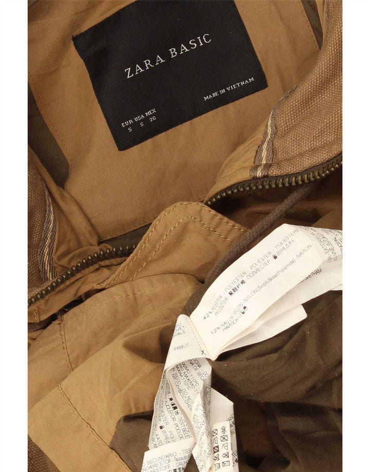 Zara Damen-Parka mit Kapuze, Gr. 10, Größe S, beige, Polyester