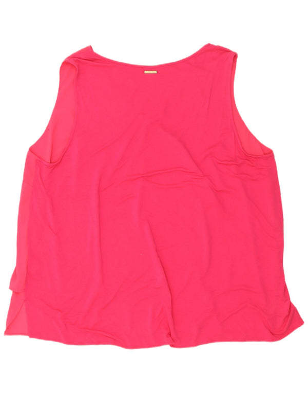 Michael Kors Damen ärmelloses Blusenoberteil UK 22 3XL Rosa Polyester