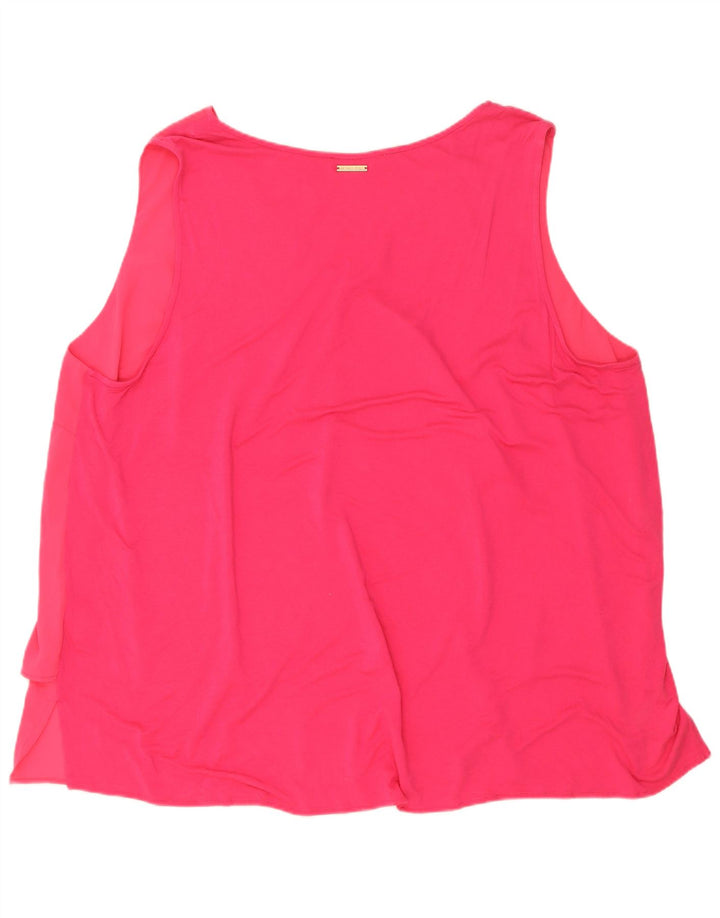 Michael Kors Damen ärmelloses Blusenoberteil UK 22 3XL Rosa Polyester