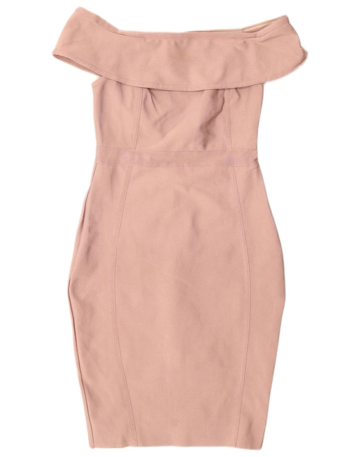 Schulterfreies, figurbetontes Damenkleid von Lipsy, Größe S, Rosa, Polyester