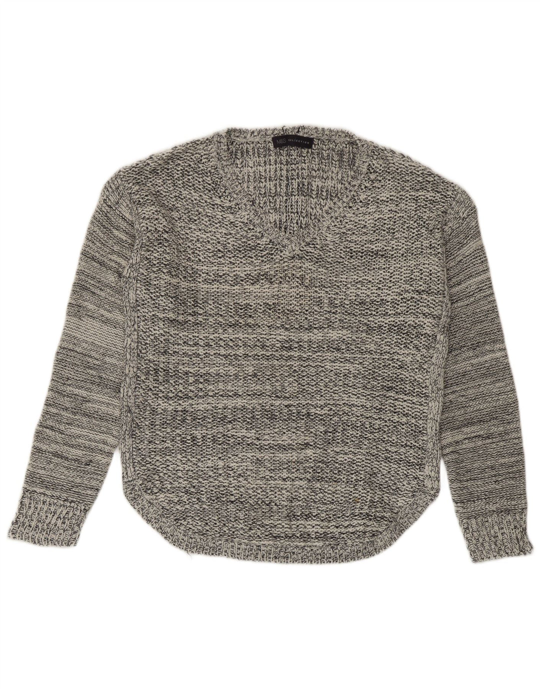 Marks & Spencer Damen-Pullover mit V-Ausschnitt, UK 14, mittleres Marineblau meliert