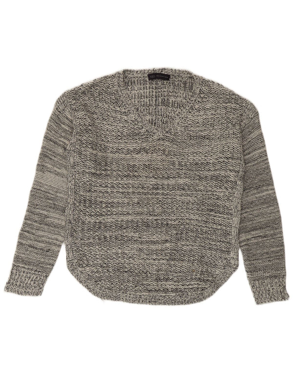 Marks & Spencer Damen-Pullover mit V-Ausschnitt, UK 14, mittleres Marineblau meliert
