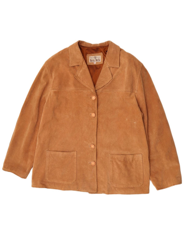 Vintage Womens Oversized 4 Button Suede Blazer Jacket IT 44 Medium Brown
