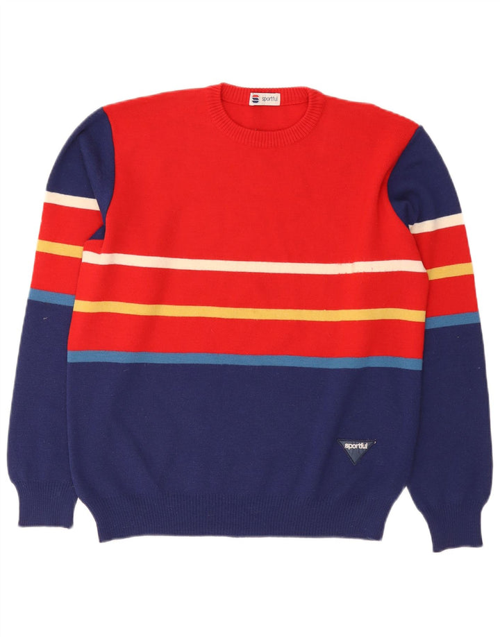 Sportful Herren-Pullover mit Rundhalsausschnitt, groß, rot, Farbblock