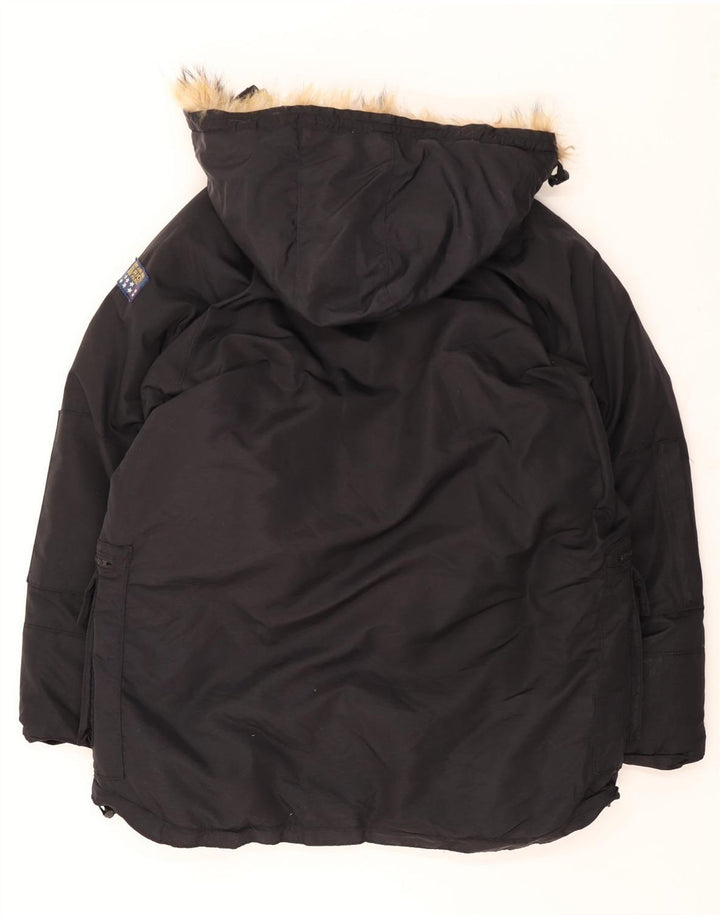 Woolrich Herren-Jacke mit Kapuze, gepolstert, UK 42, XL, schwarzes Nylon