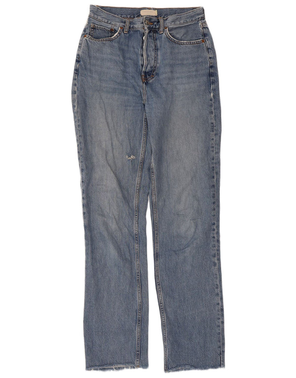 Topshop Damen Dad Distressed Straight Jeans W26 L32 Blaue Baumwolle