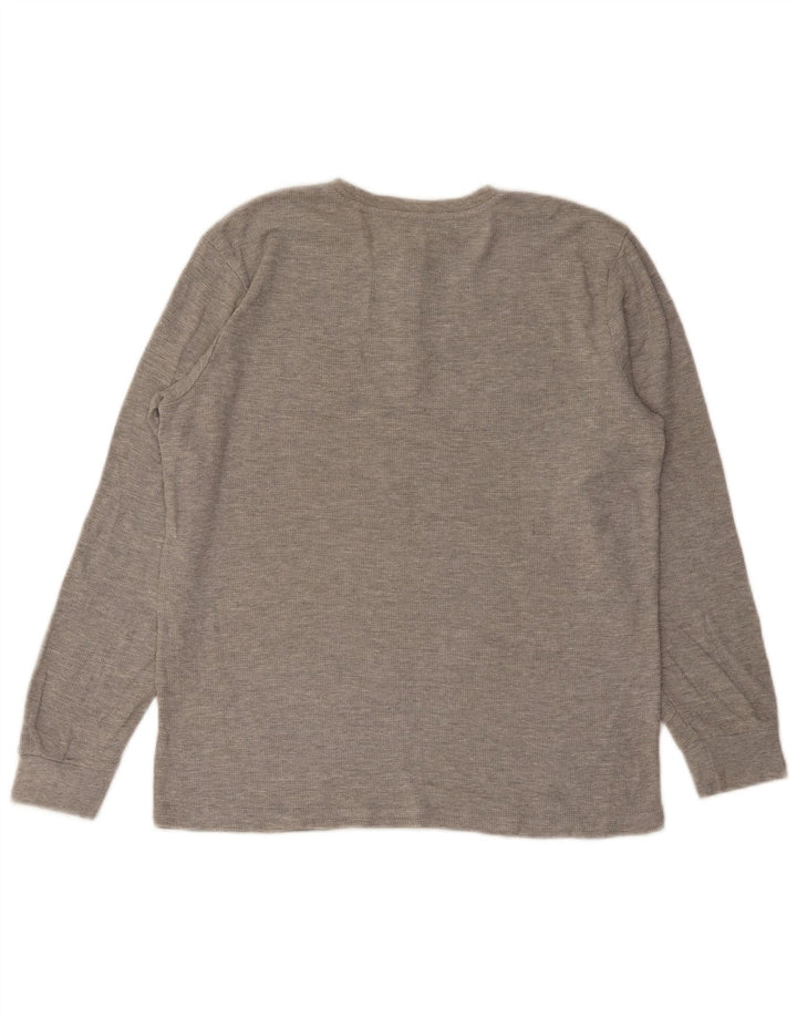 Hurley Herren-T-Shirt-Oberteil, langärmelig, mittelgraue Baumwolle
