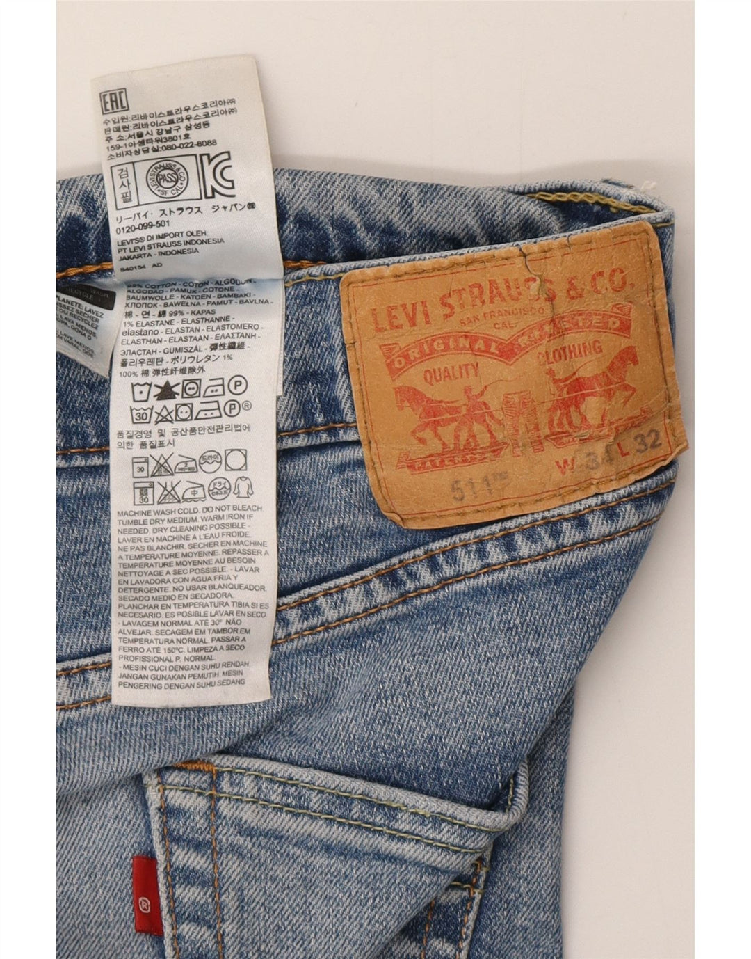 Levi's Herren 511 Slim Jeans W34 L32 Blaue Baumwolle