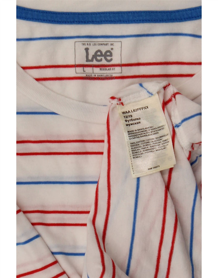 Lee Herren-T-Shirt mit normaler Passform, groß, weiß gestreift, aus Baumwolle