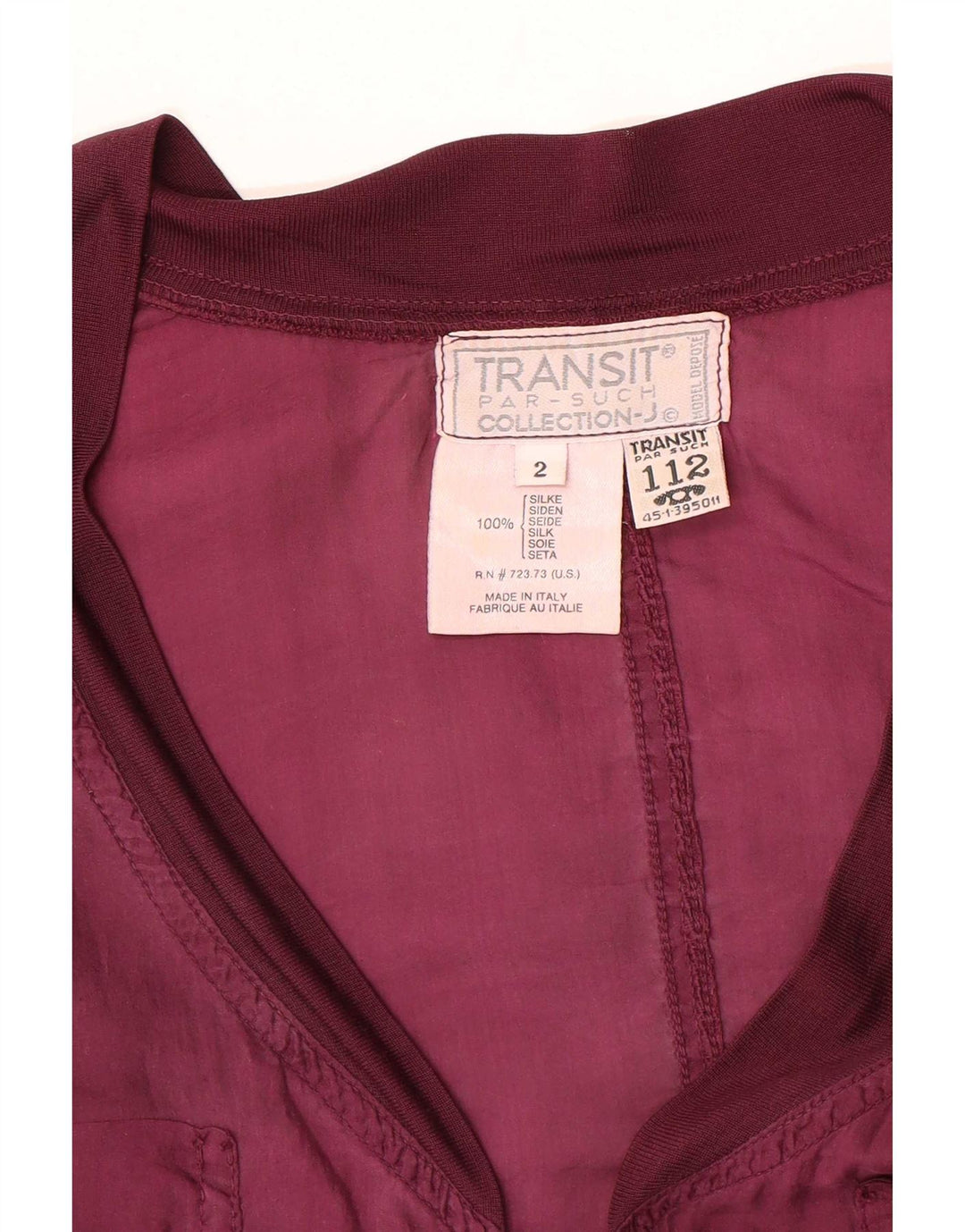 Transit Par Such Damen Crop Übergroße Bomberjacke US 2 XS Lila Seide