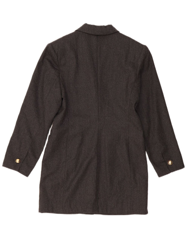 Vintage Damen Longline 1 Knopf Blazer Jacke US 2 XS Graue Wolle