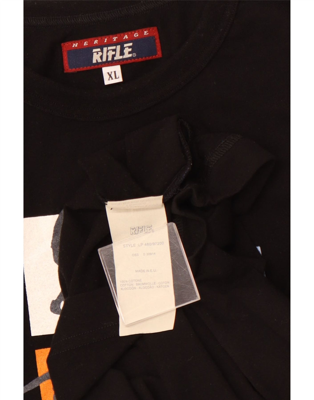 RIFLE Herren Grafik T-Shirt Top XL Schwarz Baumwolle