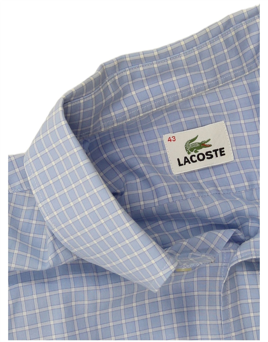 Lacoste Herren Kurzarmhemd Größe 43 XL Blau kariert