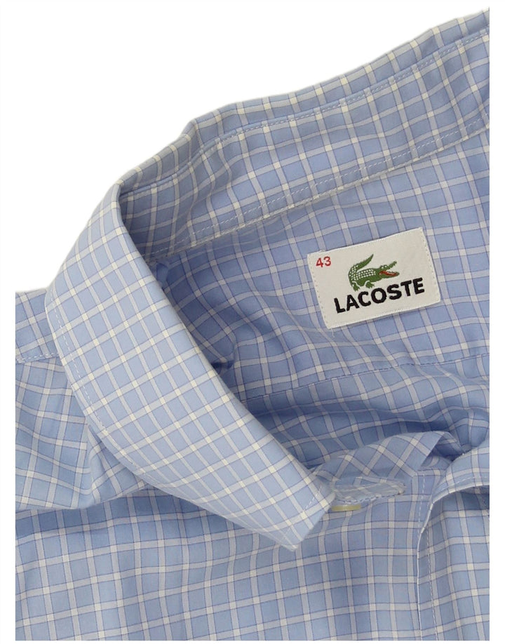 Lacoste Herren Kurzarmhemd Größe 43 XL Blau kariert
