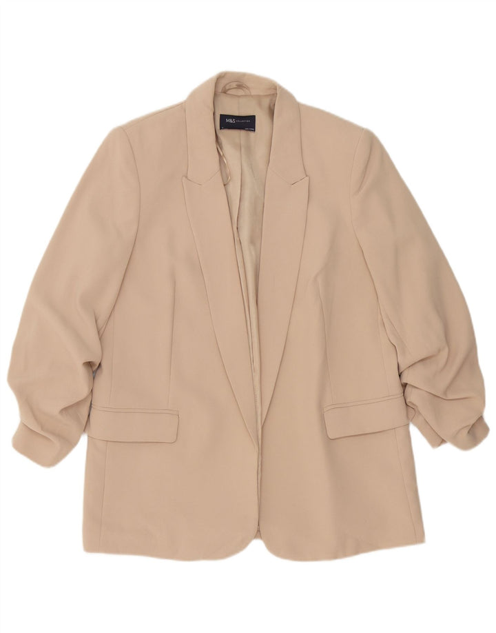 Marks & Spencer Damen-Blazer, offen, UK 12, Mittelbeige, Polyester