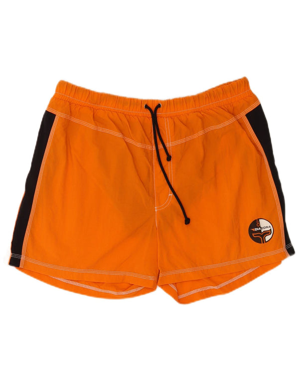 Diadora Herren-Badeshorts, normal, 2XL, orangefarbenes Colourblock-Polyamid