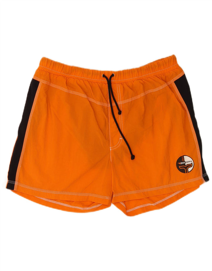 Diadora Herren-Badeshorts, normal, 2XL, orangefarbenes Colourblock-Polyamid