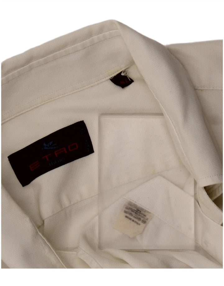 Etro Herrenhemd, Größe 42, groß, cremefarbene Baumwolle