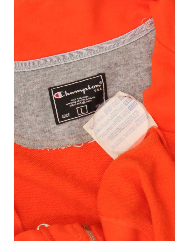 Champion Womens Crop Graphic Trainingsanzug Top Jacke UK 14 Large Orange