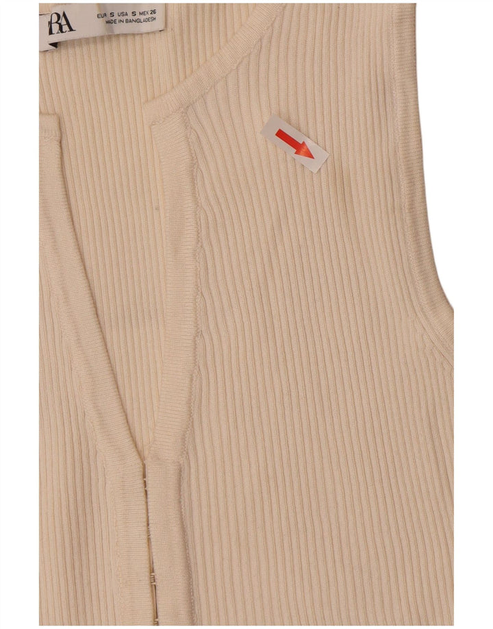 Zara Damen-Cardigan-Oberteil, UK-Gr. 8, Small, Off-White-Viskose