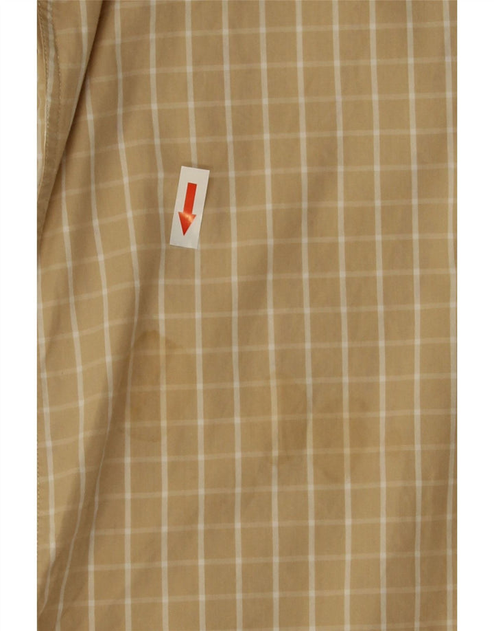 Tommy Hilfiger Herrenhemd, Größe 15, mittelbeige, karierte Baumwolle