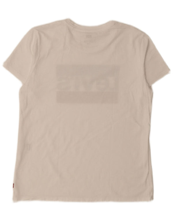 Levi's Damen Grafik-T-Shirt-Oberteil UK 14 Mittelweiß