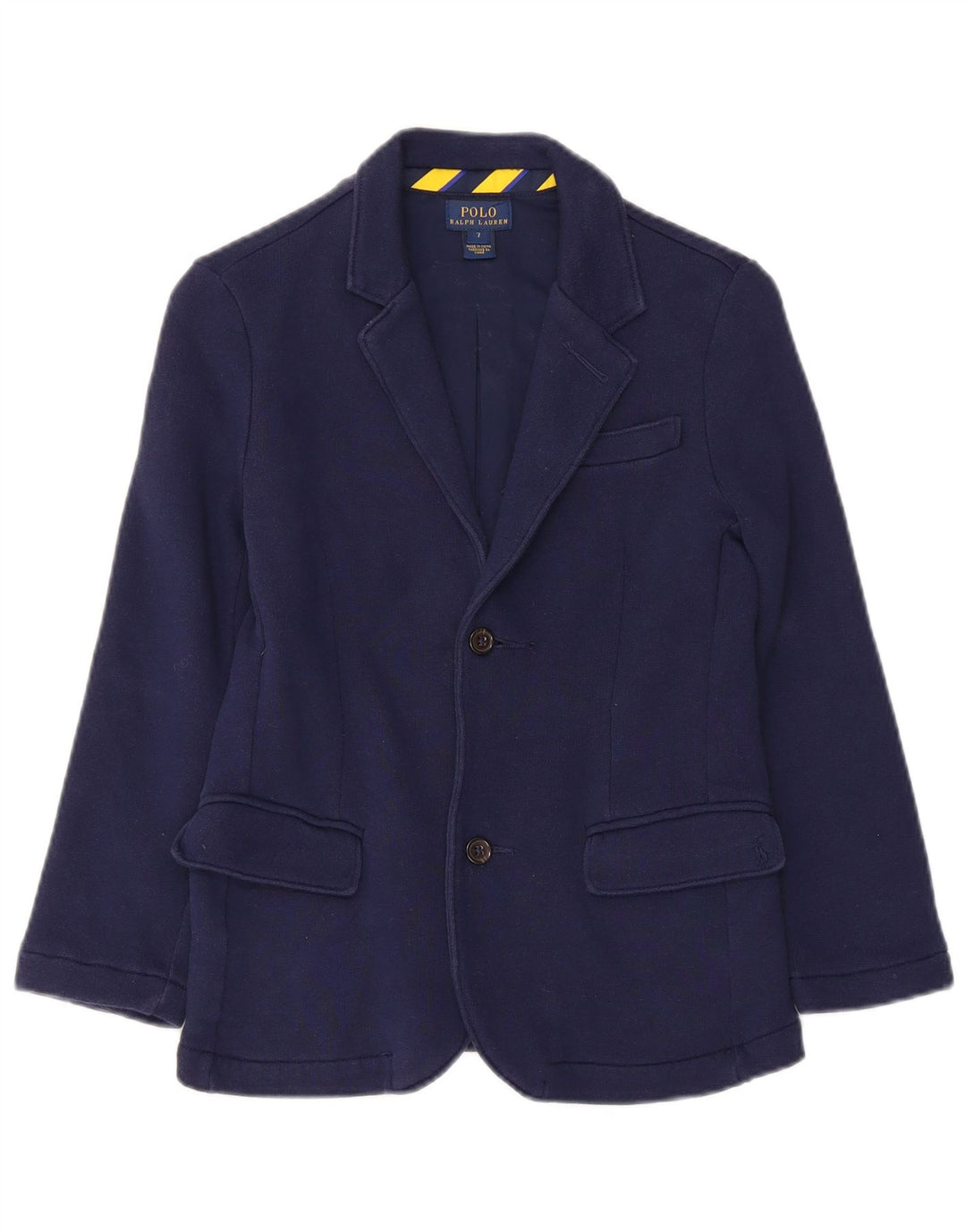 Polo Ralph Lauren Jungen-Blazer mit 2 Knöpfen, 6–7 Jahre, marineblaue Baumwolle