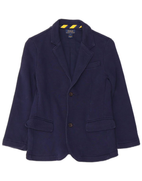 Polo Ralph Lauren Jungen-Blazer mit 2 Knöpfen, 6–7 Jahre, marineblaue Baumwolle