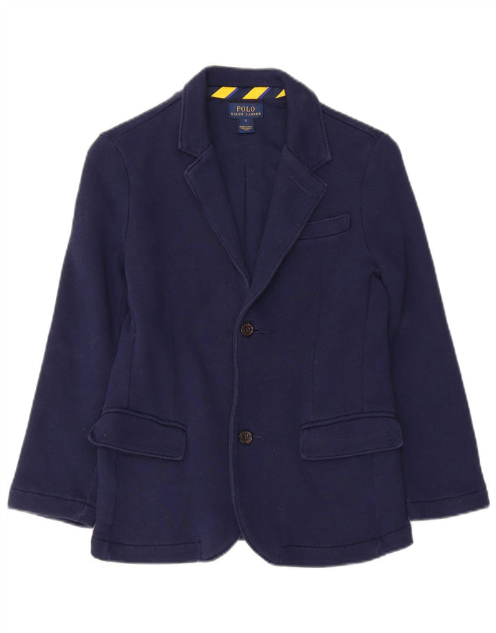 Polo Ralph Lauren Jungen-Blazer mit 2 Knöpfen, 6–7 Jahre, marineblaue Baumwolle