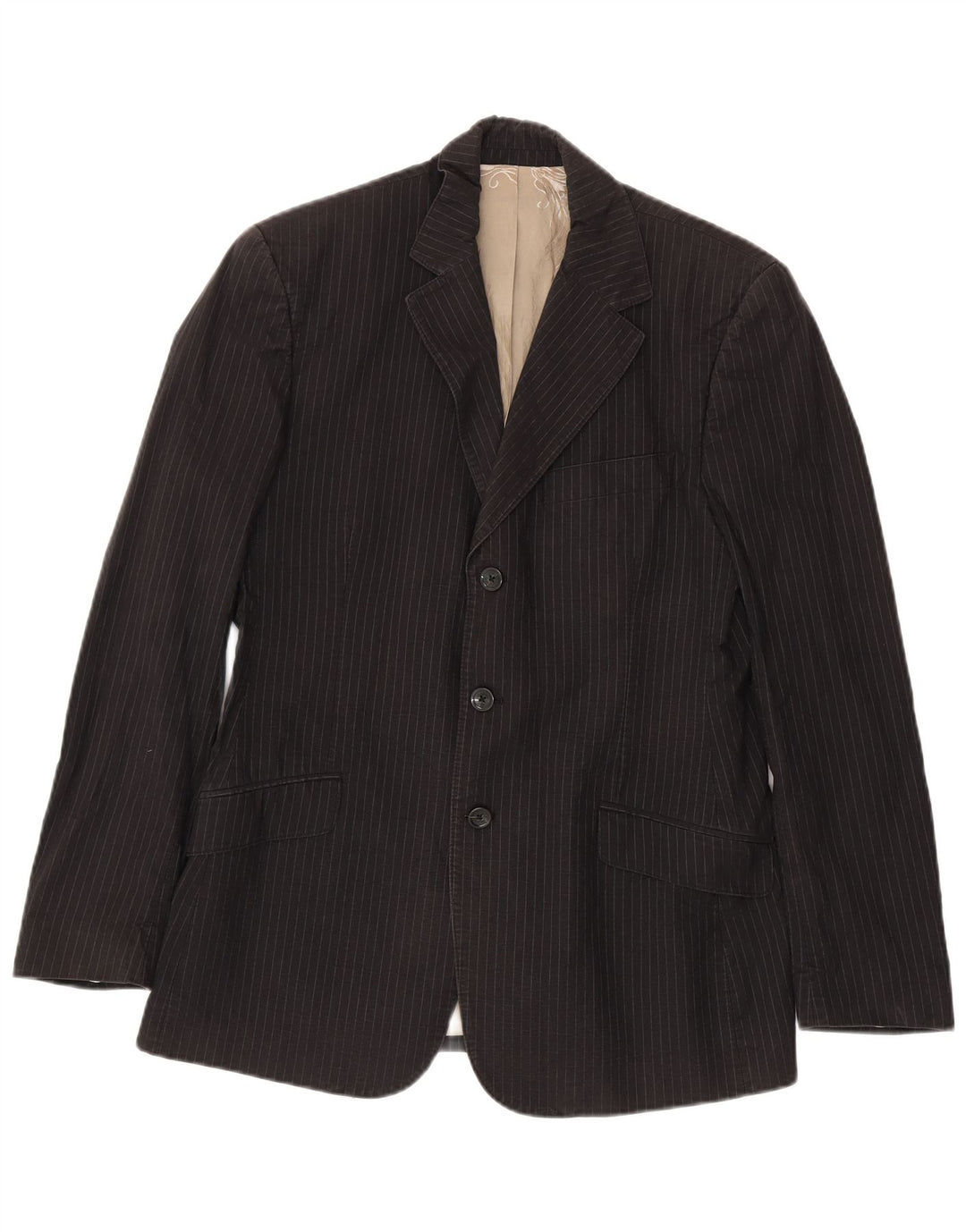 Just Cavalli Herren-Blazer mit 3 Knöpfen, IT 48, mittelschwarz, gestreift, Baumwolle