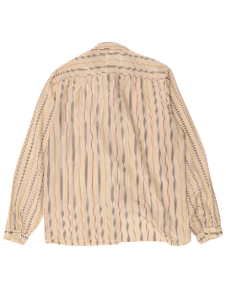 Vintage Damen übergroße Hemdbluse EU 40 Mittelbeige gestreift Polyester