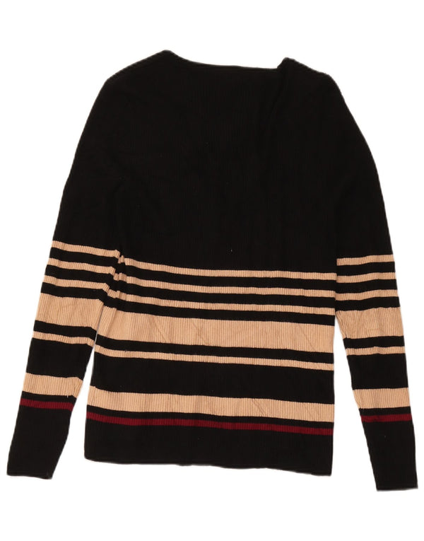 Marks & Spencer Damen-Pullover mit V-Ausschnitt, Gr. 14, mittelschwarz gestreift
