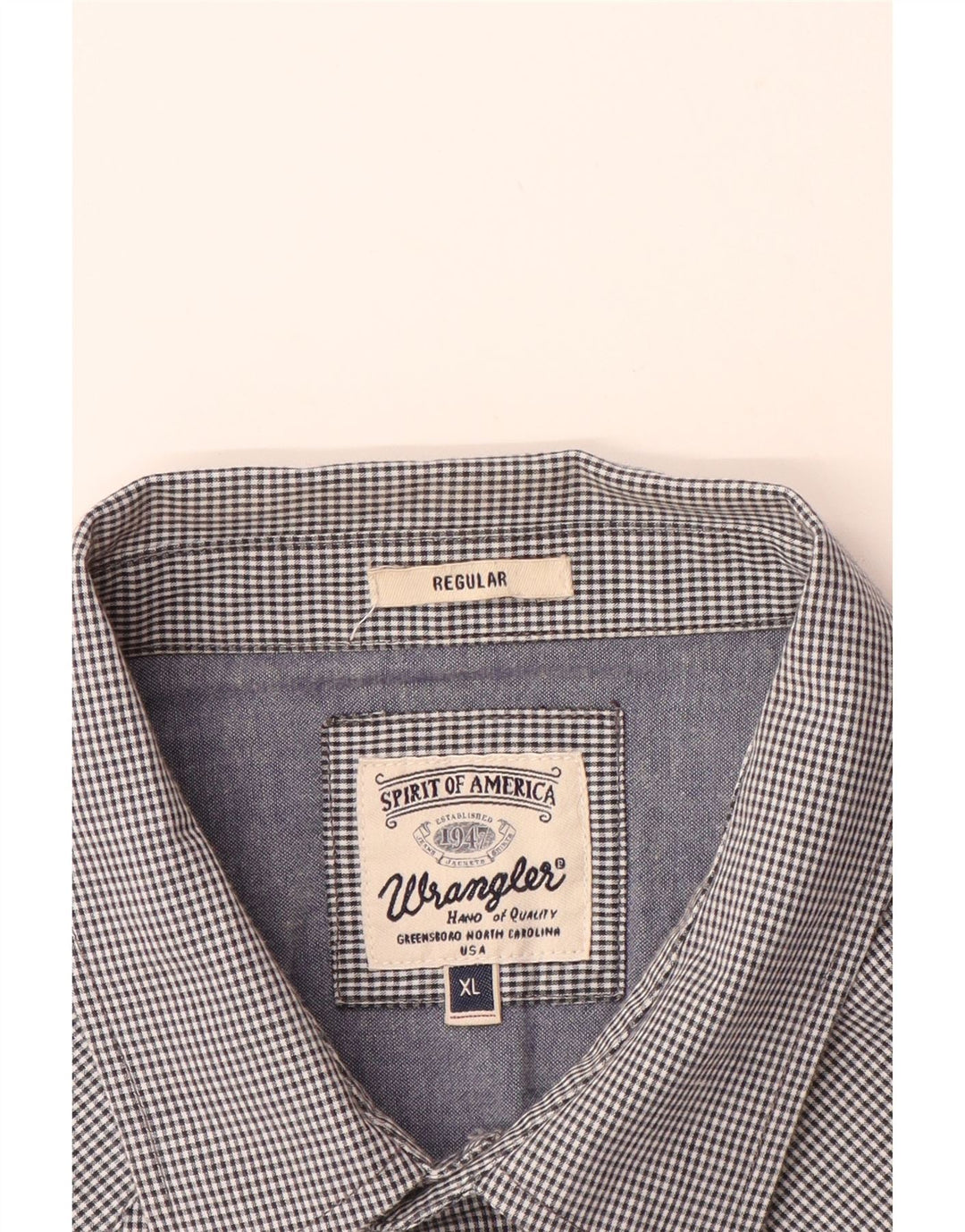 WRANGLER Mens Regular Fit Shirt XL Grey Gingham Cotton