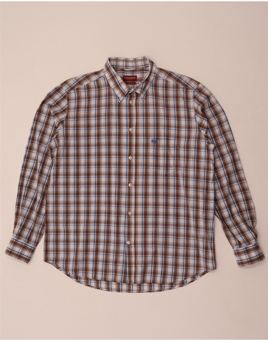 CARRERA Herren-Hemd, reguläre Passform, XL, braun kariert