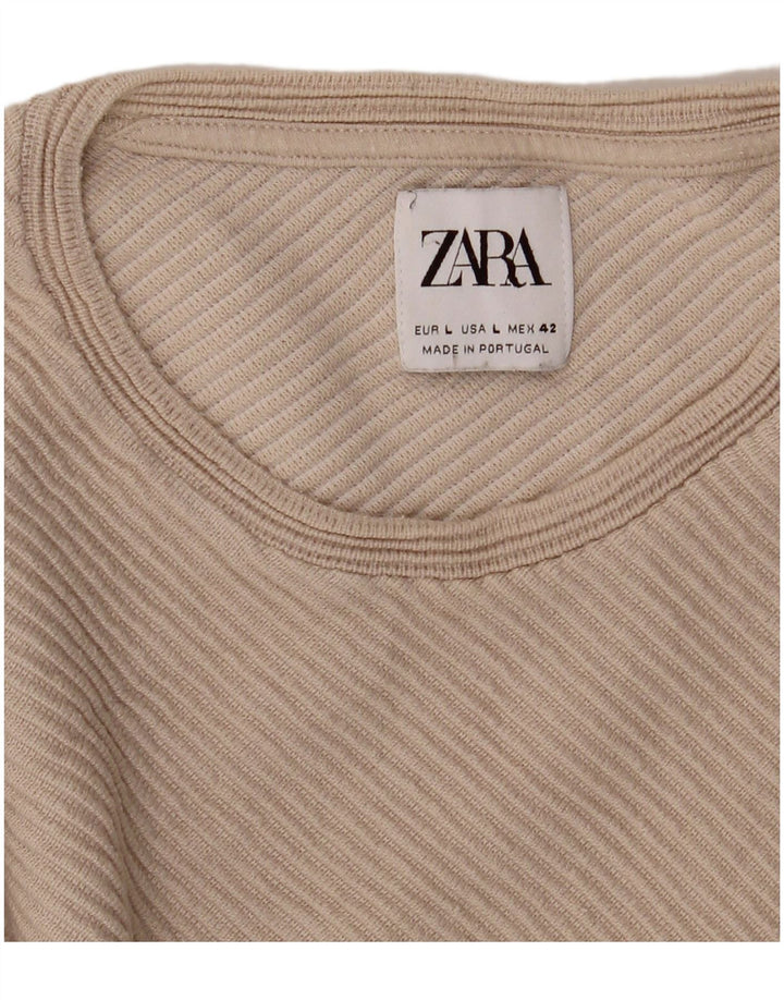 Zara Herren Top Langarm Large Beige