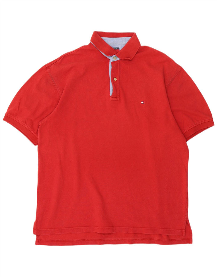 TOMMY HILFIGER Herren Poloshirt Große rote Baumwolle