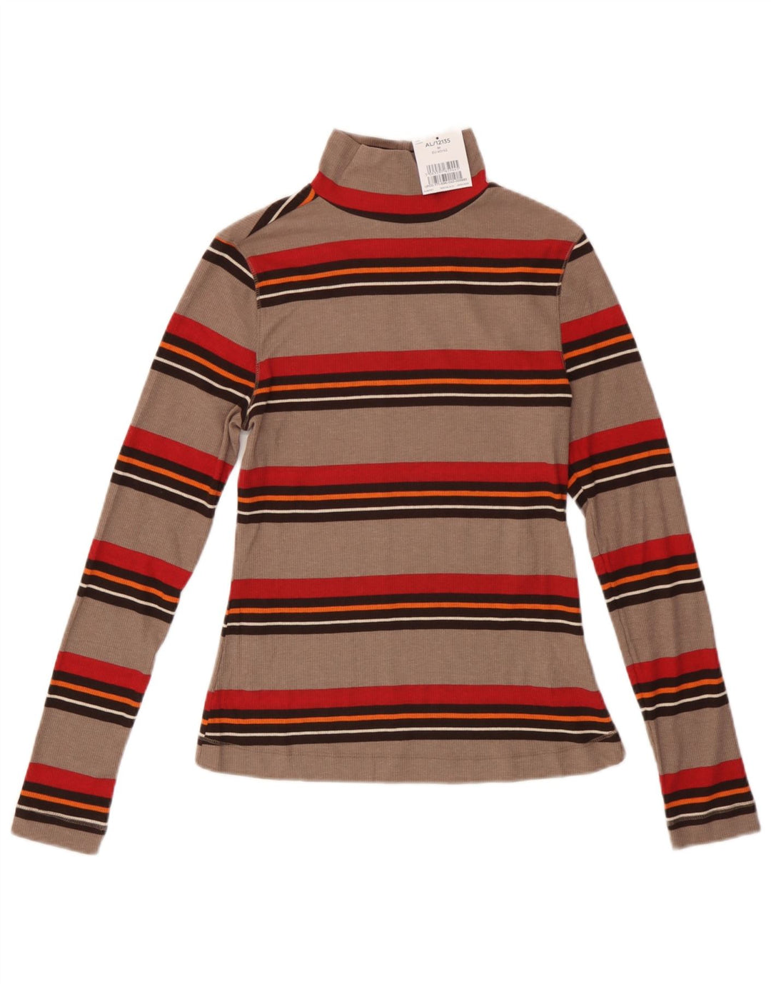Next Damen-Top, langärmlig, UK 12, mittelbeige, gestreift, Baumwolle