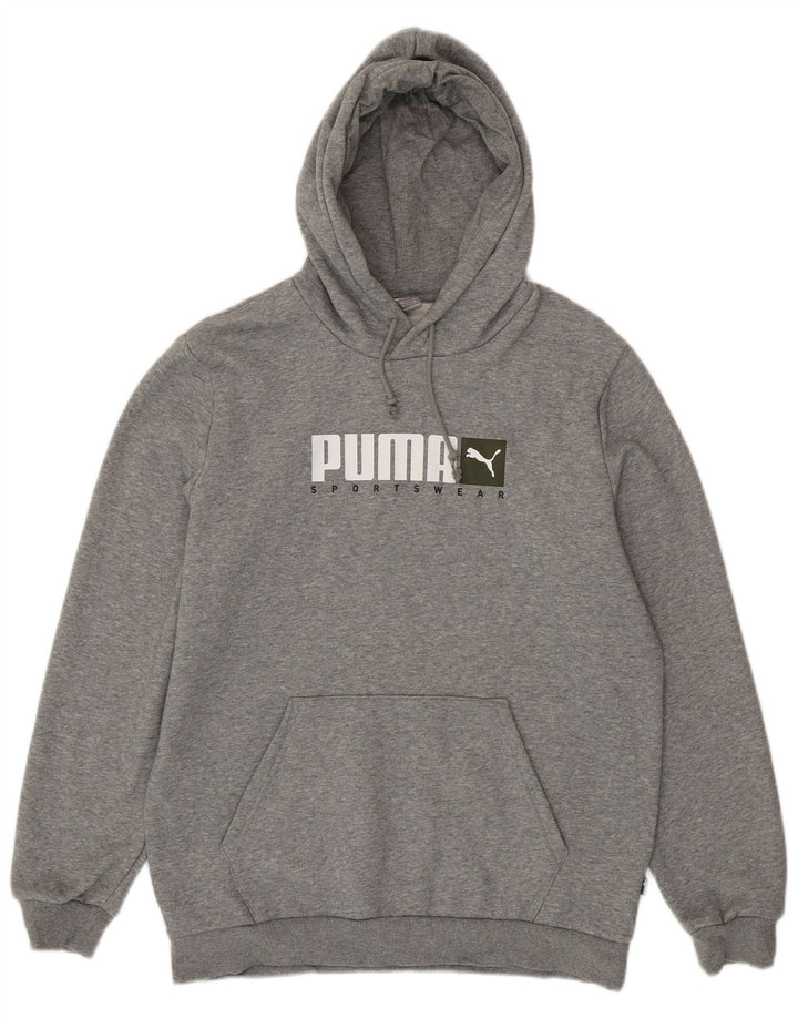 Puma Herren-Kapuzenpullover mit Grafik, mittelgrau gesprenkelte Baumwolle
