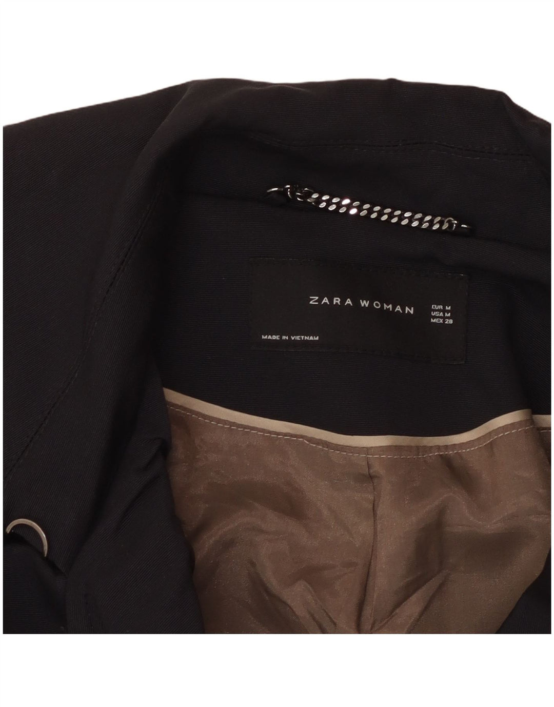 ZARA Damen Pea Coat UK 12 Medium Marineblau Baumwolle