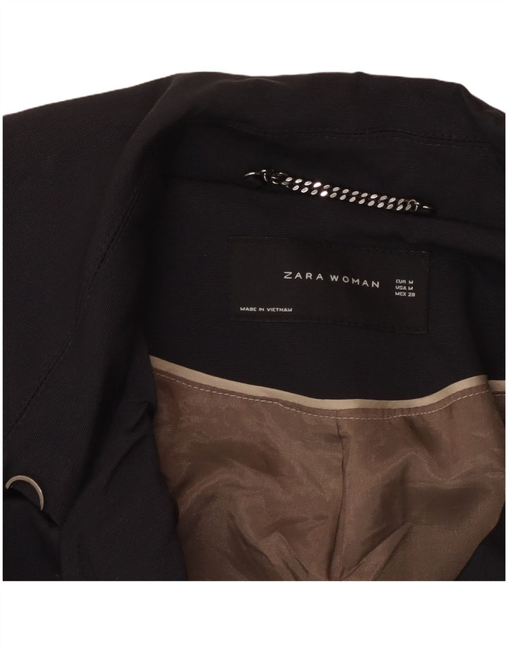 ZARA Damen Pea Coat UK 12 Medium Marineblau Baumwolle