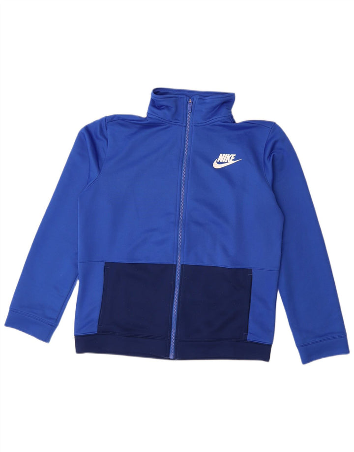 Nike Jungen-Trainingsanzug-Top-Jacke, 13–14 Jahre, XL, blaues Farbblock-Polyester